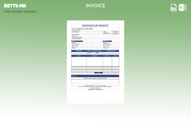 Шаблон за фактура за ливче за пакување во модерен стил